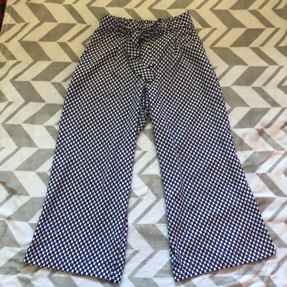 Zara Chess Print Wide Leg Pants